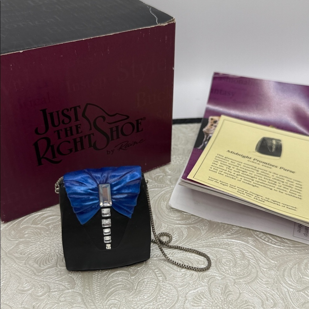 Just the Right She Accessory Black and Blue Miniature Purse with Chain 26309